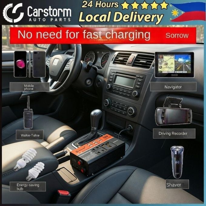 1500W Car Power 12V 24V To 220V Laptop Mobile Phone USB Charging Socket Auto Charger Converter Adapter — view 2