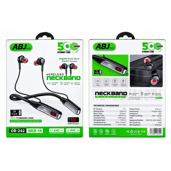 ABJ magnetic wireless neckband 500 hours standby time and LED display — view 2