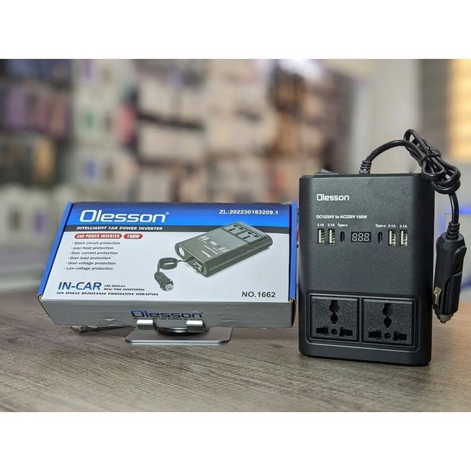 Car Inverter power converter with battery protection system with multiple ports — view 3