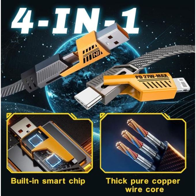 Original 4 IN 1 Charging Cable USB A/USB C To Type-C & Lightning 65W Fast & Turbo Charging Cable — view 3