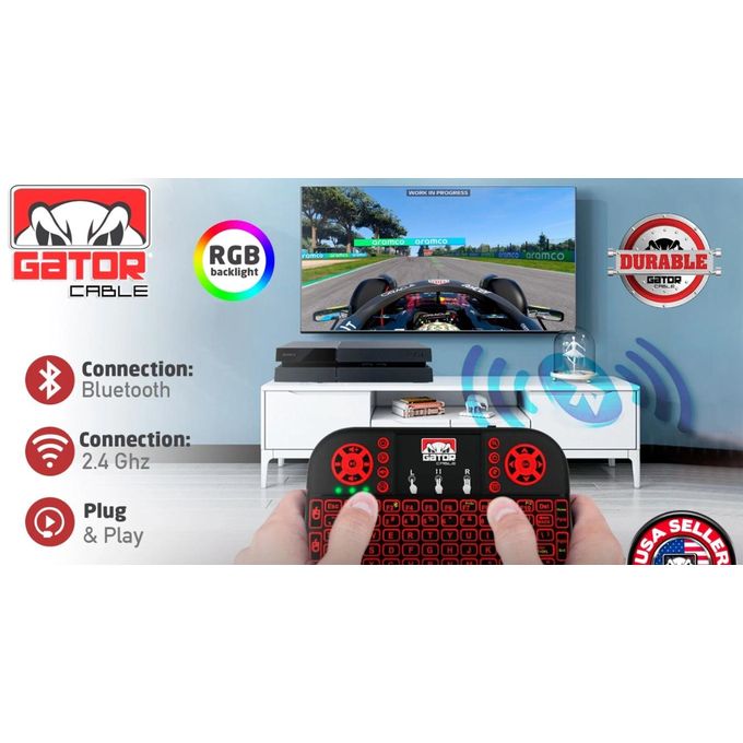 Wireless TV/ANDROID Bluetooth keyboard remote with RBG Multicolor backlight and inbuilt mouse touchpad